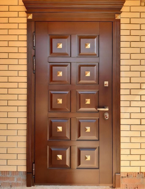 Дверь с карнизом и декором из пирамидок Дверь с карнизом и декором из пирамидок