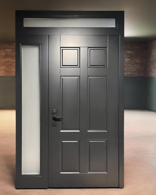 Дверь со скрытыми петлями и стеклами Дверь со скрытыми петлями и стеклами