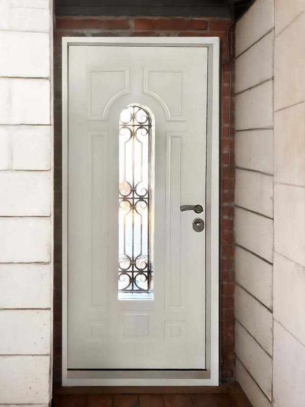 Термодверь с узким стеклом Термодверь с узким стеклом