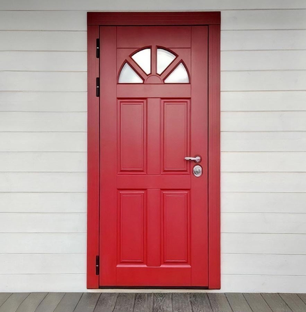 Дверь с красным МДФ Дверь с красным МДФ