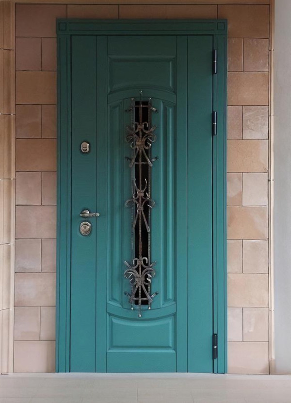 Дверь МДФ RAL с узким стеклом и решеткой Дверь МДФ RAL с узким стеклом и решеткой