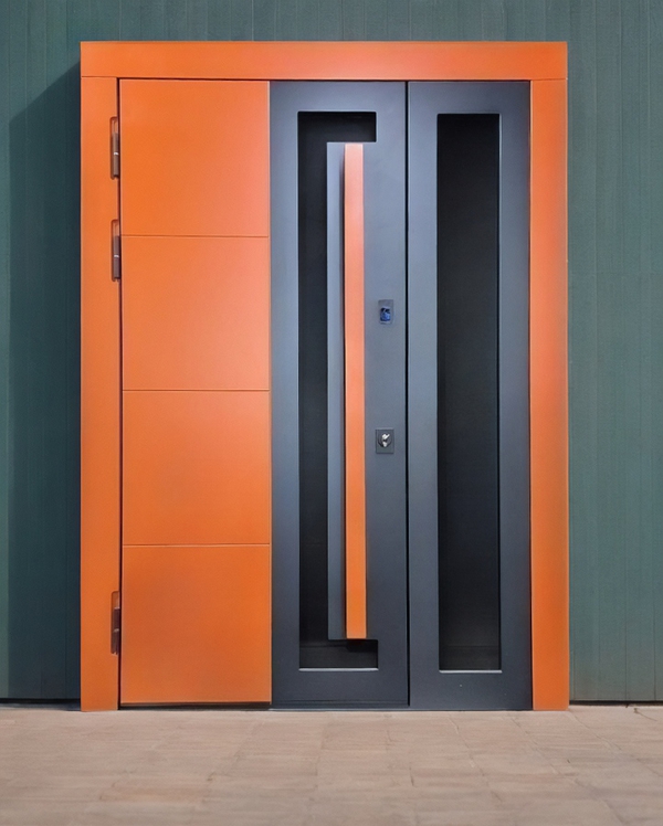 Серо-оранжевая дверь Серо-оранжевая дверь