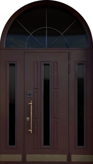 Арочная металлическая термодверь МДФ с багетом и отбойником (стеклопакеты + отбойники)