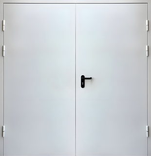 Двустворчатая огнеупорная дверь EI-60 с белым порошковым окрашиванием