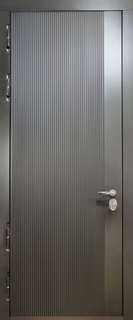 Квартирная металлическая дверь с серыми фрезерованными плитами МДФ Квартирная металлическая дверь с серыми фрезерованными плитами МДФ