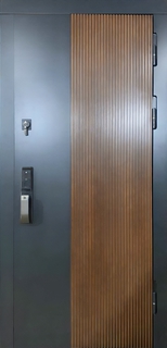 Двухцветная квартирная дверь МДФ с биометрическим замком Двухцветная квартирная дверь МДФ с биометрическим замком