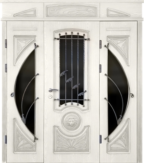 Входная группа с терморазрывом, остеклением и ковкой (плиты МДФ RAL с резьбой)