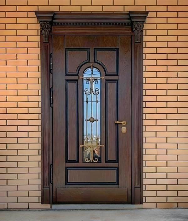 Дверь с капителями и ковкой Дверь с капителями и ковкой