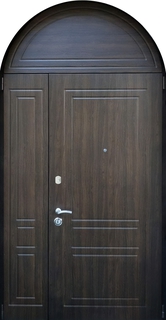 Полуторная входная термодверь с арочной фрамугой (отделка МДФ)
