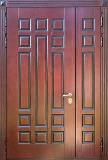 Полуторная стальная термодверь со шпонированными панелями МДФ